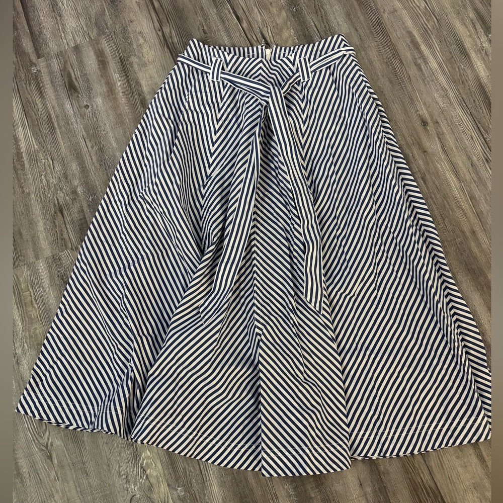 Madewell Black and White Striped A-Line Skirt